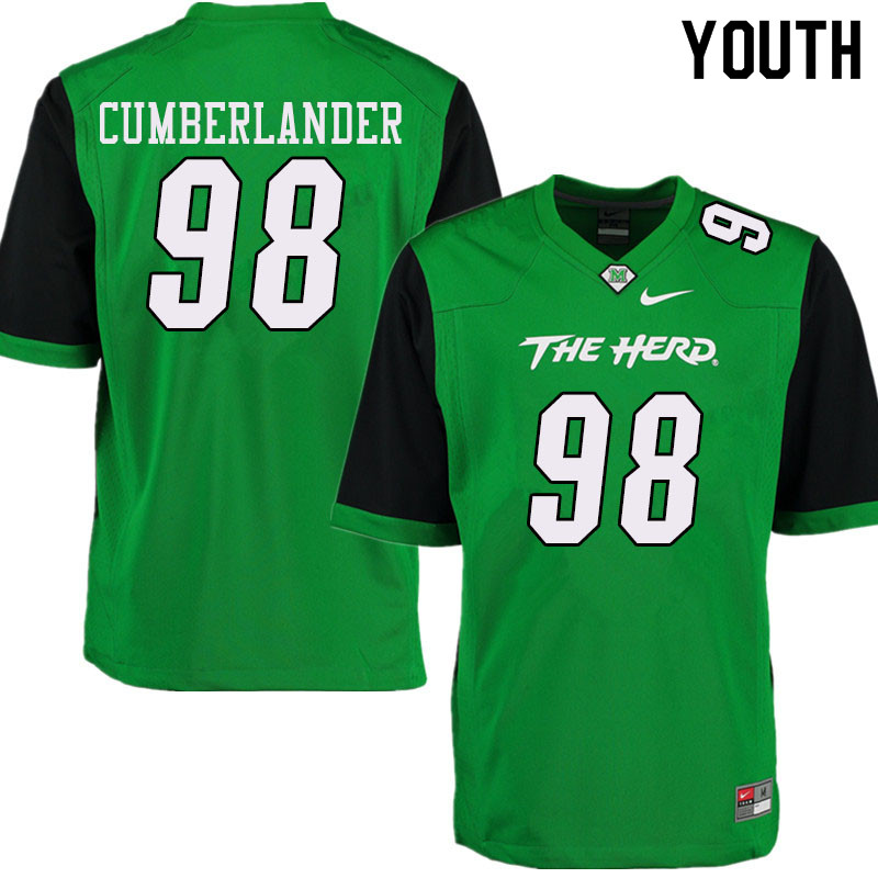 Youth #98 Koby Cumberlander Marshall Thundering Herd College Football Jerseys Sale-Green